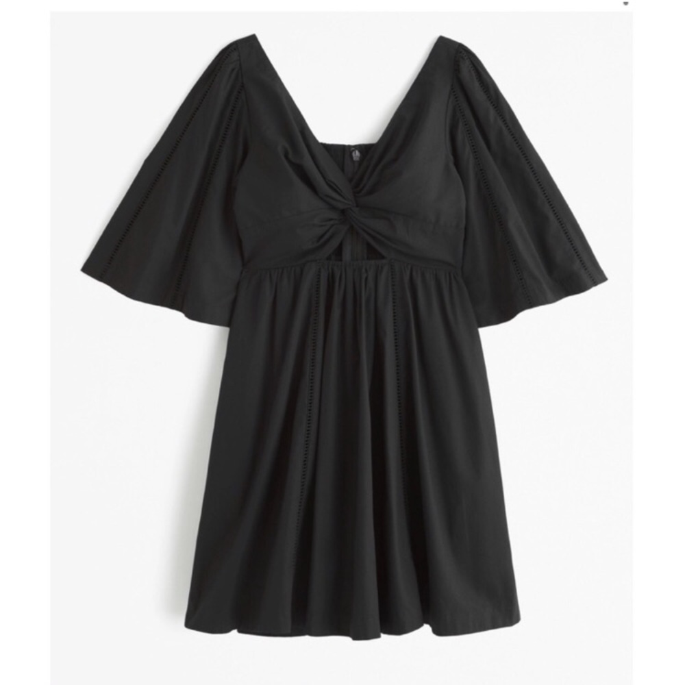Abercrombie & Fitch Cutout Poplin Mini Black Dress